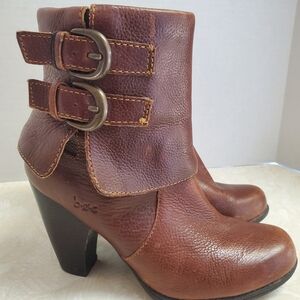 boc Brown Double Buckle Heeled Boots
